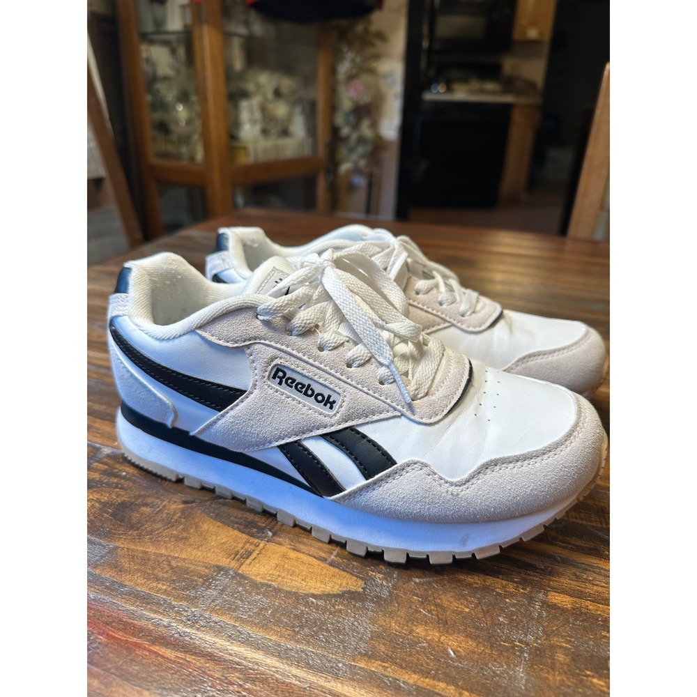 Reebok Royal‎ Glide Womens 7.5 White Black Suede Leopard Print Sneakers Shoes